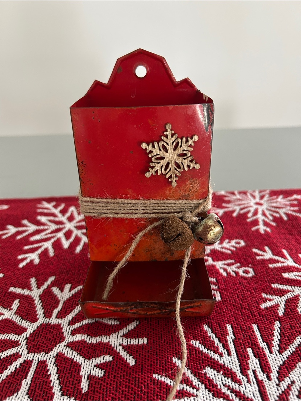 Red Christmas Matchbox with Snowflake Accent 5x3 inches - Picture 2 of 5